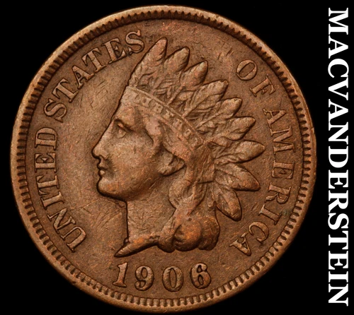 1906 Indian Head Cent - Scarce  Very Fine  Better Date  No Reserve  #i6923