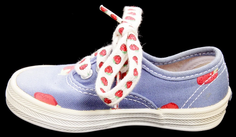 Винтажный KEDS ребенка ясельного возраста синий холст клубника кроссовки обувь размер 4 отличном - Изображение 4 из 4