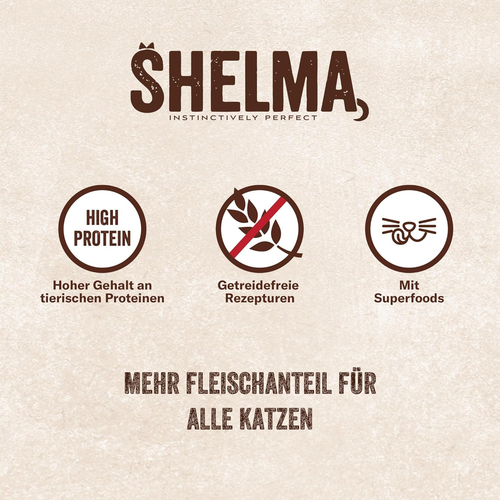 Shelma Katzenfutter Nass Rind Truthahn Huhn Ente Getreidefrei Megapack - Bild 4 von 14
