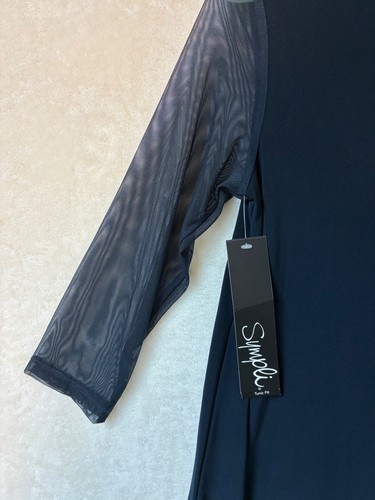 Sympli Navy Blue Tunic Jersey Sheer 3/4 Sleeve & Bottom size 6 - Picture 8 of 12