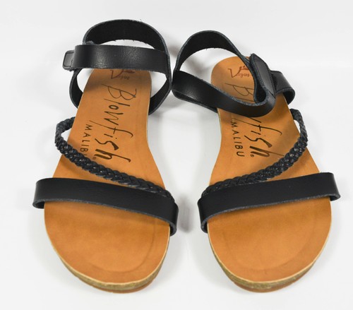 Blowfish Malibu Braided Strappy Flat Sandal-Black Dyecut-Size 7 - Picture 2 of 7