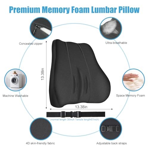 Lumbar Support Pillow for Office Chair, Car and Sofa, Ergonomic Design, Gray - Picture 3 of 7