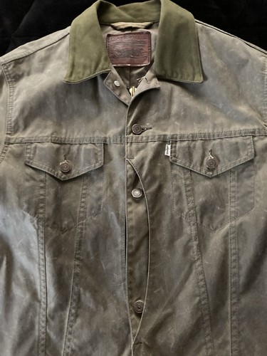 Filson Levis Trucker Hunting Jacket Green Medium Waxed