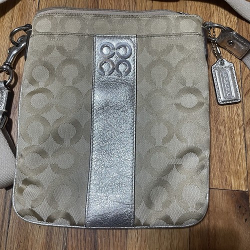 Coach Signature Brown Satin Mini Crossbody Shoulder Bag - Picture 2 of 6