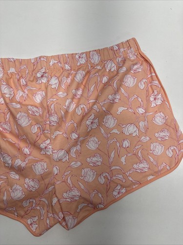 Lake Pajama Sleep Shorts Elastic Waist Pima Cotton Floral Flowers Orange Large - Bild 5 von 7