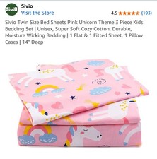 Unicorn Kids Pink Twin Sheet - Girls Twin Sheet Set with Rainbow Pattern - Kids