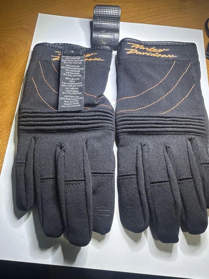 Guantes de montar Harley-Davidson® genuinos para mujer piel de cabra y nailon medianos Foto 2 de 4