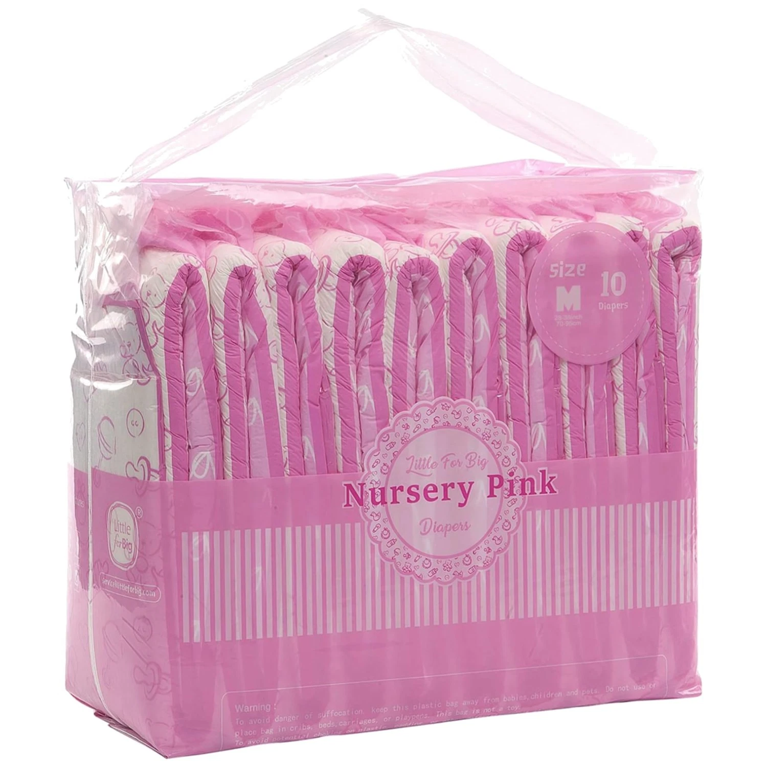 Disposable Adult Diapers, Nursery Pink 10ct
