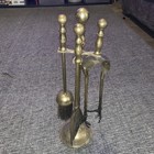 Vintage Brass Fireside Companion Set 4 Pieces