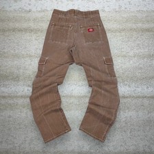 Vintage 90s Dickies Carpenter Pants Youth 5 Chocolate Brown Canvas Dungarees