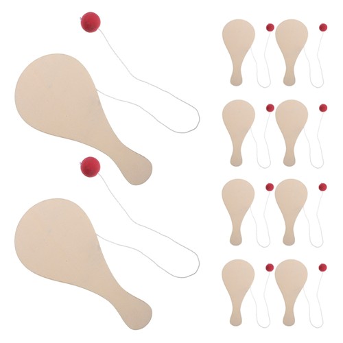 10 pezzi pagaia in legno non finito: set racchette e palline artigianali fai da te per bambini con corda -