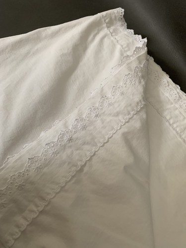 Ralph Lauren White Flat Sheet Chaumont Eyelet Trim, Size Queen (Read) - Picture 7 of 13