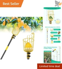 Fruit Picker Tool Heavy Duty 66 Inch Extension Pole with Basket for Harvesting