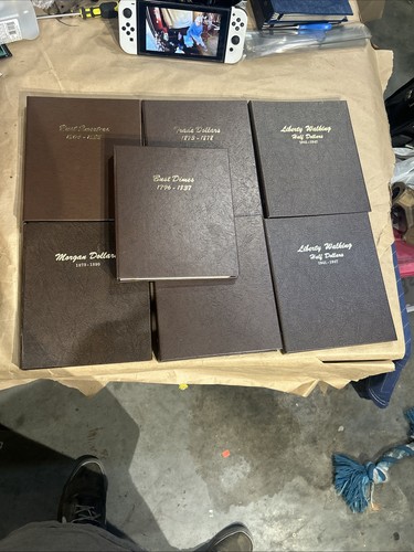 DANSCO COIN ALBUM Lot of 7 Dollars Quarters Dimes Half Dollars Good Used Cond. - Picture 1 of 10