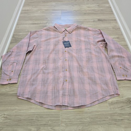 Haggar Men's Pink Gray Plaid Button Down Long Sleeve Casual Shirt Size 2XL NWT - Picture 2 of 13