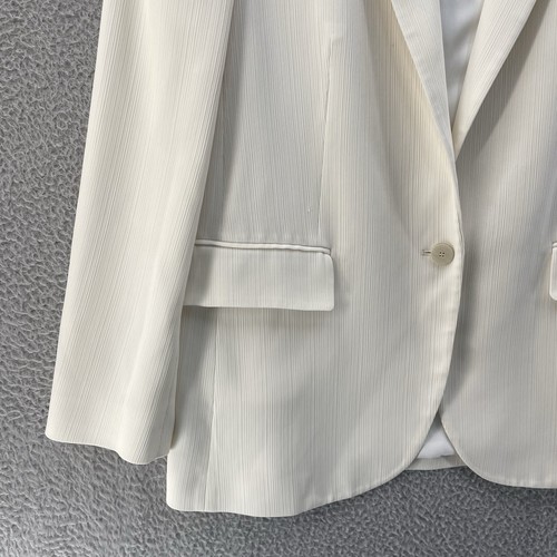 Theory Admiral Crepe Blazer Women 8 Off White Striped Textured Relaxed Casual - Picture 6 of 18