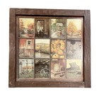 Vintage Homco Home Interiors Window Pane Picture Rustic Autumn Farm B. Mitchell