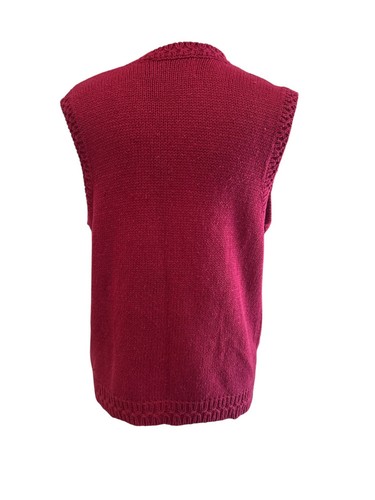 Northern Isles Signature Hand Embroidered Knit Sweater Vest Large Red Winter Cab - Picture 4 of 11