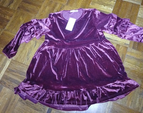 Trend Blossoms Girls Plus Size 18 Burgundy Ruffled Velour Top & Leggings Set New - Picture 5 of 8