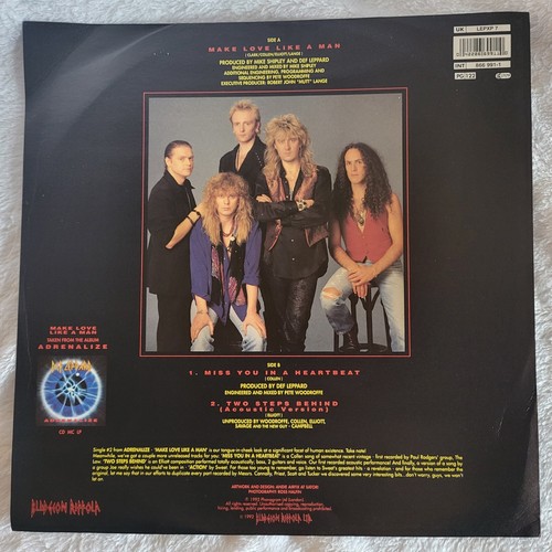 Def Leppard Make Love Like a Man 1992 12" Picture Disc Single Ltd #'d BRAND NEW - Picture 11 of 20