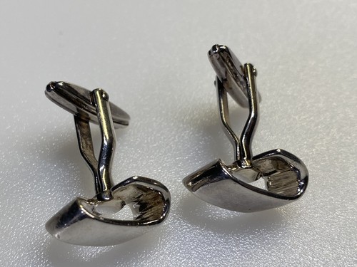 Vintage Sterling Silver Cufflinks 925 Ribbon Design 10.78g - Picture 3 of 6