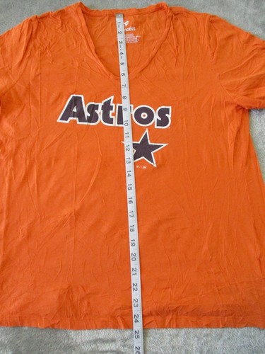 Houston Astros Shirt Womens Adult XL Orange Blue Logo MLB Baseball V Neck Ladies - Picture 7 of 12