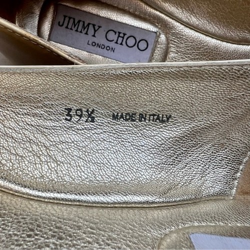 Zapatos planos de ballet Jimmy Choo beige tostado con puntera dorada brillante para mujer talla EU 39,5 - Imagen 10 de 15
