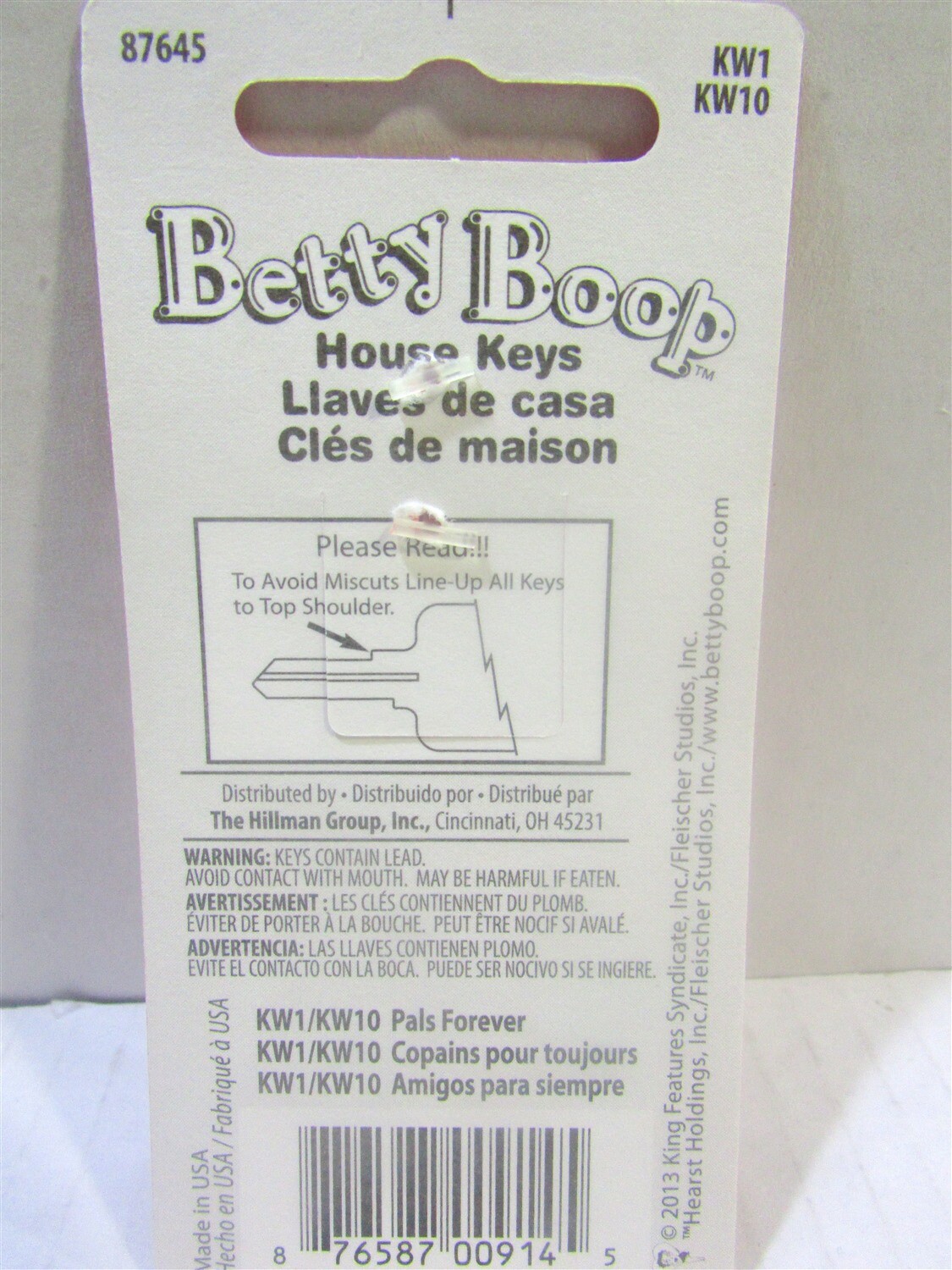 Hillman Bettty Boop /"Pals Forever/" Blank House Key 87645