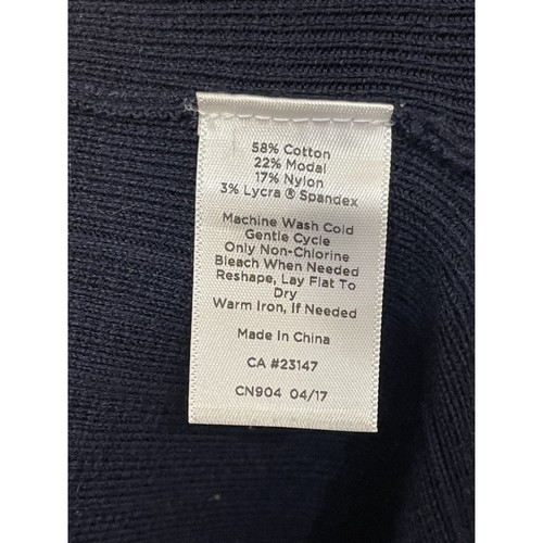 Cárdigan abierto acanalado azul marino Talbots Longline puño dorado con botones talla grande - Imagen 6 de 8