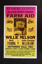 Farm Aid Poster 1985 Willie Nelson Neil Young John Coug--