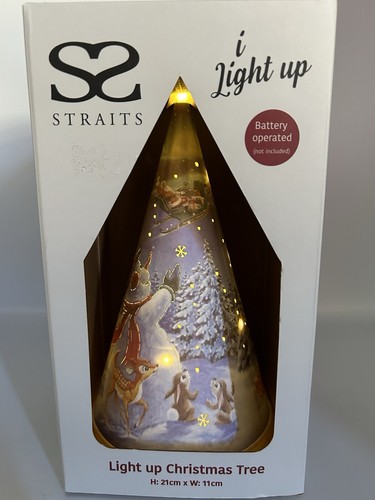 LED Light Up Christmas Tree Cone with Snowman, Deer & Rabbits New in Box Straits - Picture 5 of 10