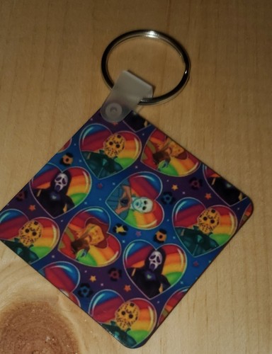 Cute Horror Keychain Lisa Frank Vibes Halloween Scream Freddy Krueger Jason Girl - Picture 5 of 5