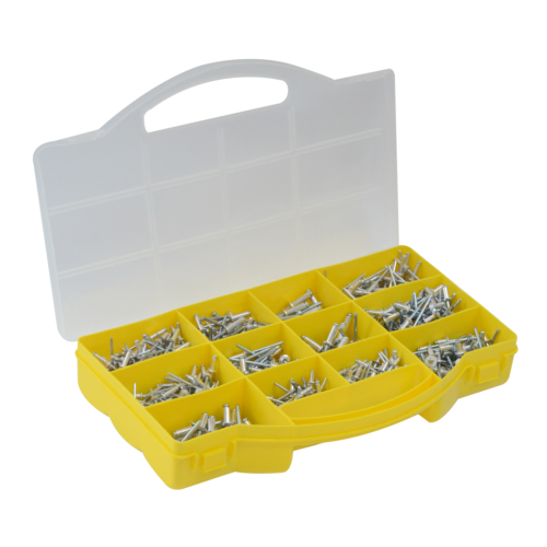 Hand Rivet Gun 250mm Heavy Duty 4 Head Nozzle Assorted Riveter 650pc Rivets - Picture 4 of 8