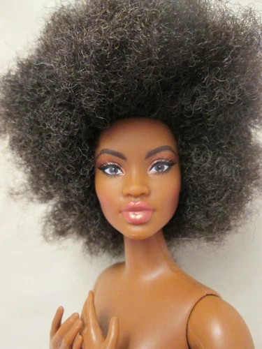 Nude Barbie Signature Looks #2 Doll Made to Move Curvy Body Natural Hair 11.5"