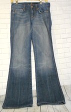 7 For All Mankind Women Blue Wash 25 Jeweled Back Pockets Denim Jeans Y2K Hippie