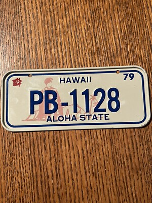 vintage tin Post Cereal bicycle license plate premium Hawaii 1979