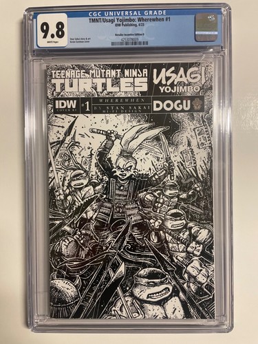 (2023) TMNT Usagi Yojimbo WhereWhen #1 NM 1:100 EASTMAN B/W VARIANT CGC 9.8
