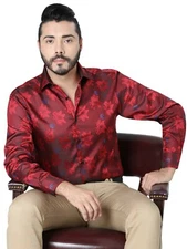Camisa Casual M/Larga Spcls Centenario 100% Microfiber Rojo ID 41192