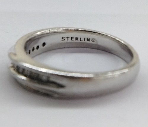 Sterling Silver Wavy Diamond 5mm Wedding Band Ring Size 7 FZZ - Picture 4 of 6