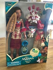 Disney Store Moana Singing Feature Doll Set 11  Deluxe Princess Necklace Pua