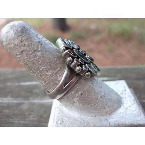 Bohemian Style Navette Multi Gemstone Sterling Ring Sterling Silver Marquise - Picture 2 of 7
