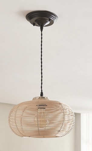 Natural Rattan Ceiling Pendant Doughnut Light Shade Lampshade - Picture 4 of 8