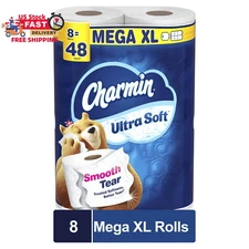 Charmin Ultra Soft Toilet Paper 8 Mega XL Rolls 336 Sheets Per Roll Bathroom