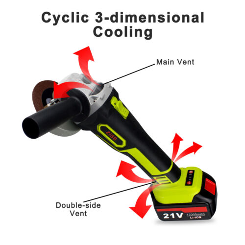 NEW Brushless 21V Angle Grinder Cordless Polishing Grinding Cutting Power Tool - Picture 7 of 14