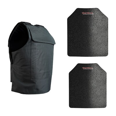 #ad Level III AR500 Steel Body Armor Complete With Lightweight Vest Black $125.96