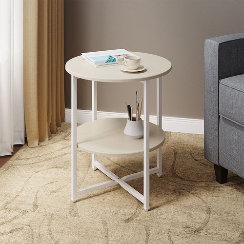 2/3 Tiers Round Bedroom Bedside Cabinet Furniture Storage Nightstand Side Table - Picture 17 of 29