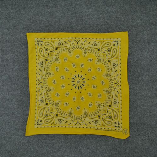 Vintage Hav A Hank Bandana Yellow Paisley USA Made Western Rodeo 80s - Picture 1 of 8