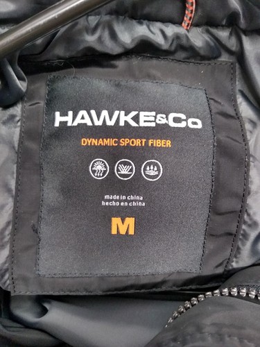 HAWKE & CO LONG JACKET SZ M, BLACK, PUFFY, HOODED(ADJ SYSTEM) ZIP/ SNAP, BLACK - Picture 4 of 12
