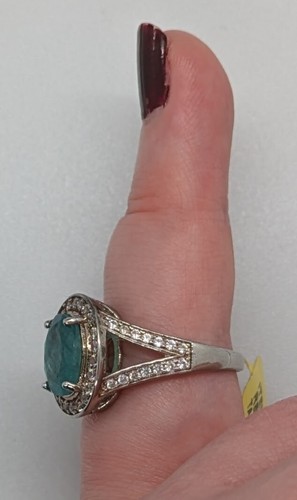 3.61 cts Grandidierite & Zircon Rhodium Overlay Sterling Silver Ring Size M - Picture 2 of 12