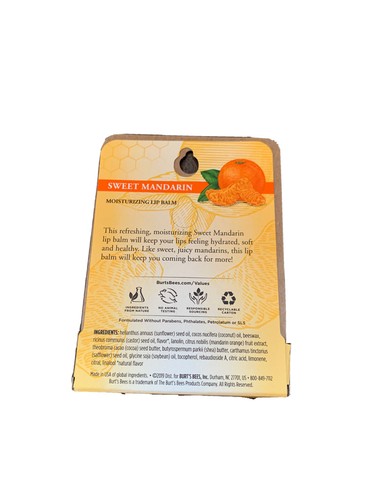 Neu Burt's Bees 100 % natürlichen Ursprungs feuchtigkeitsspendender Lippenbalsam, süße Mandarine - Bild 2 von 3
